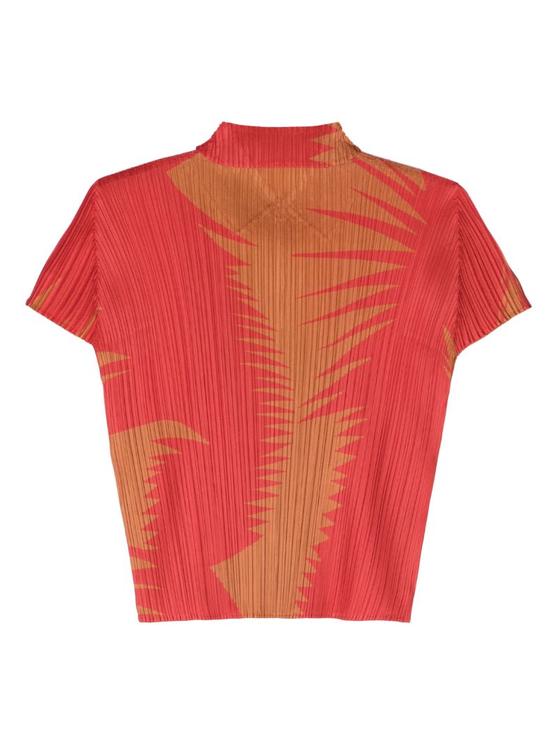 Red Piquant Pleated Top