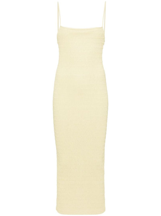 Yellow Barra Smocked Midi Dress