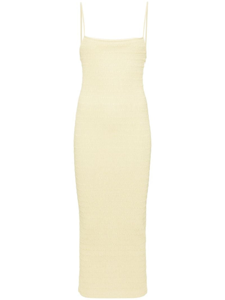 Yellow Barra Smocked Midi Dress