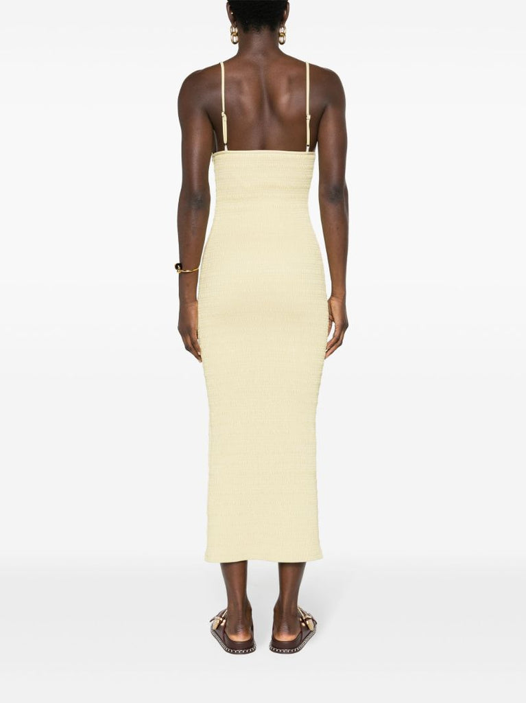 Yellow Barra Smocked Midi Dress