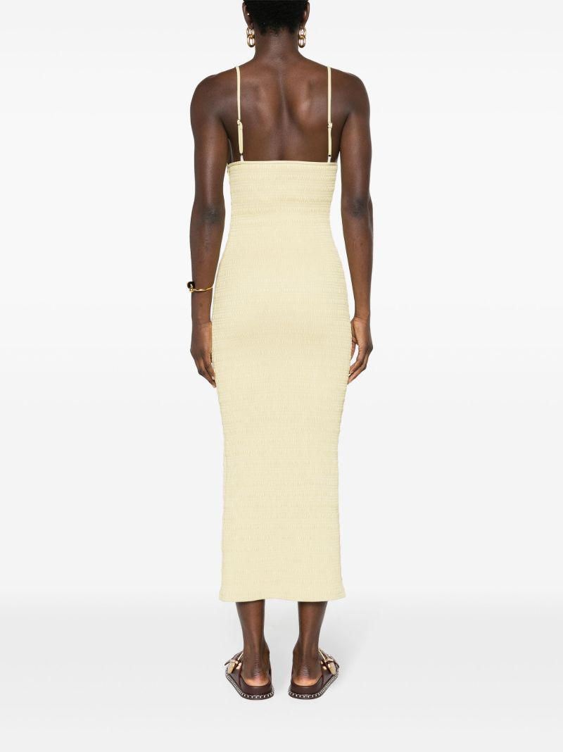 Yellow Barra Smocked Midi Dress
