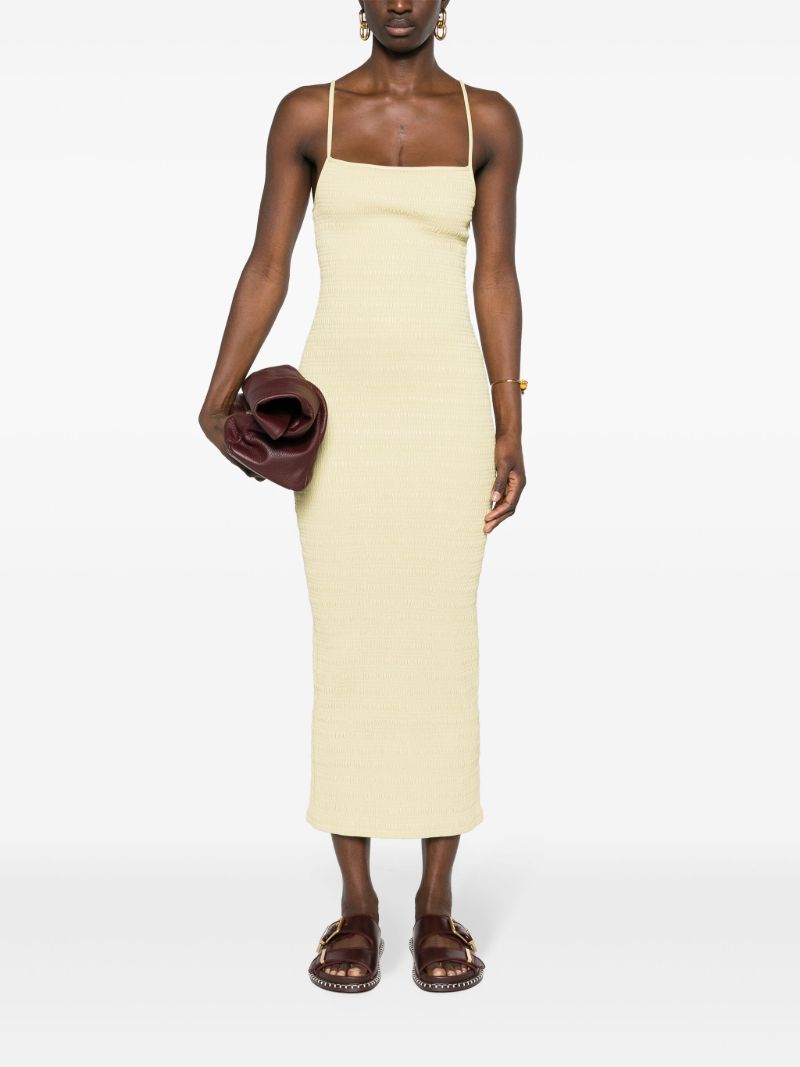 Yellow Barra Smocked Midi Dress