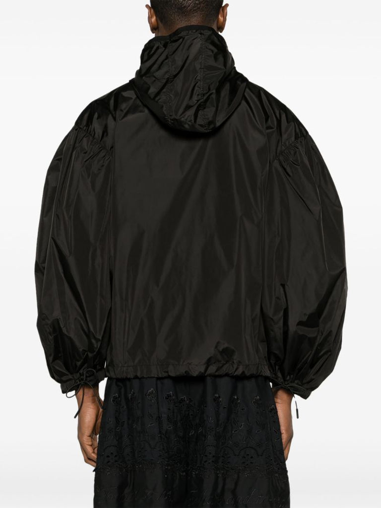 Black Floral-appliquÃ_x0083_Â© Hooded Jacket