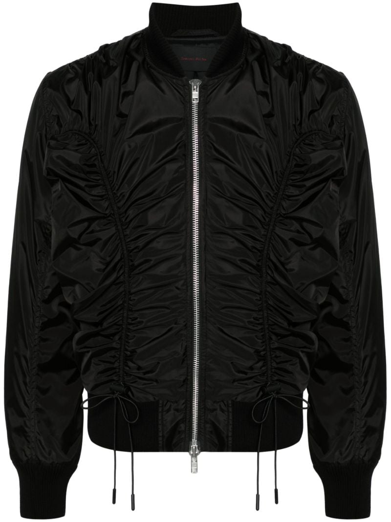 Black Ruched Bomber Jacket