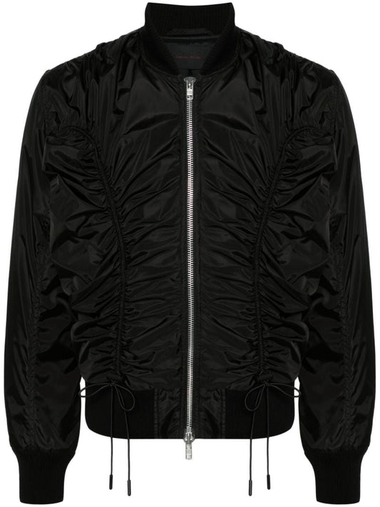Black Ruched Bomber Jacket
