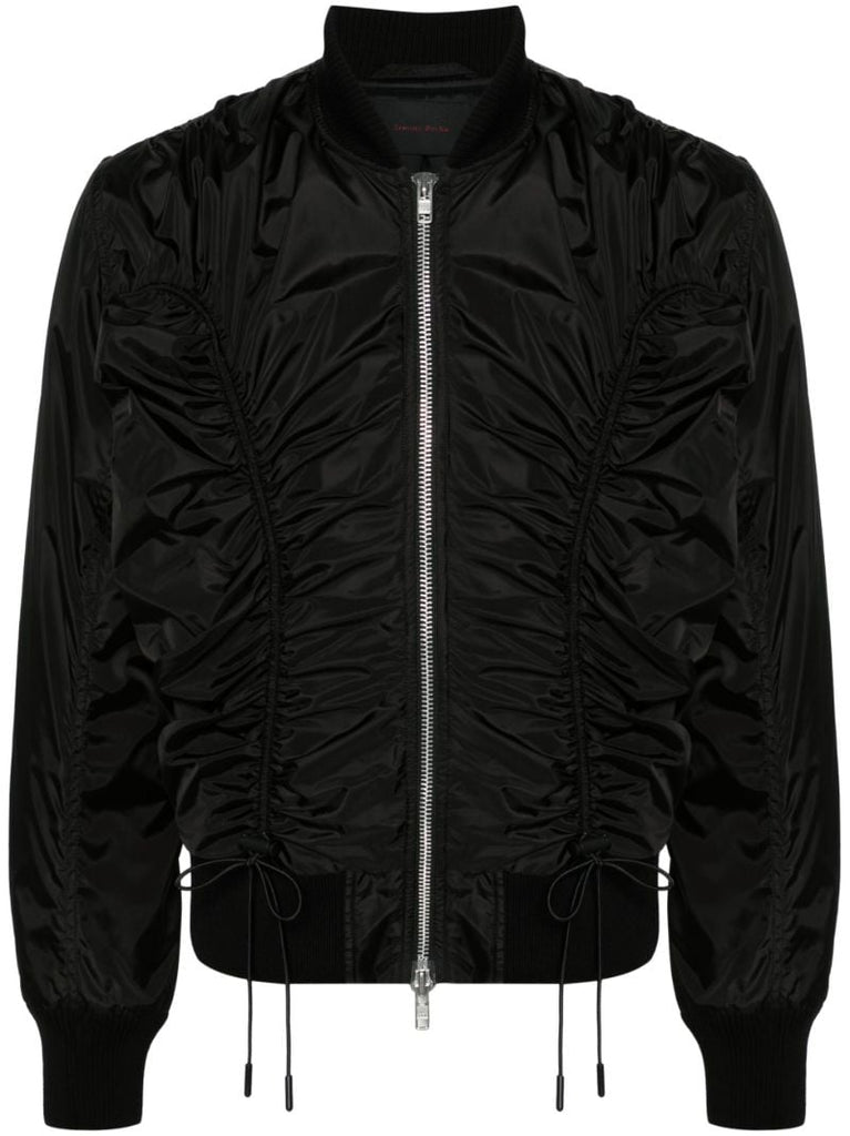 Black Ruched Bomber Jacket
