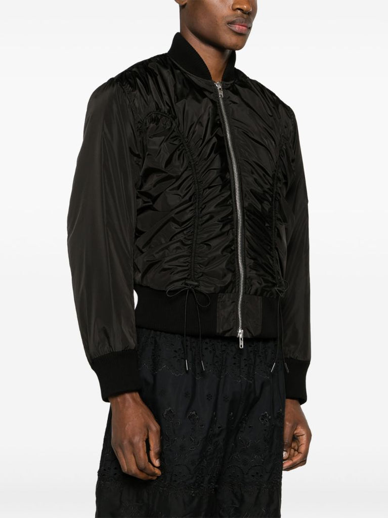 Black Ruched Bomber Jacket