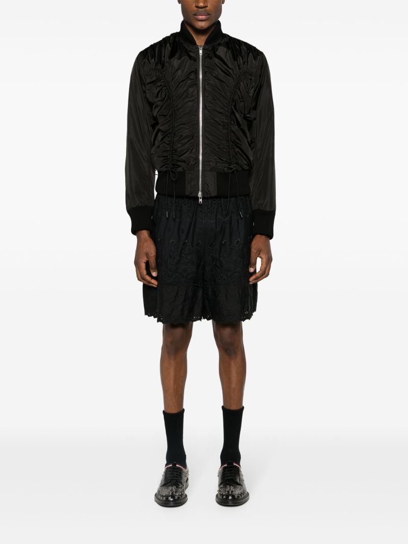 Black Ruched Bomber Jacket