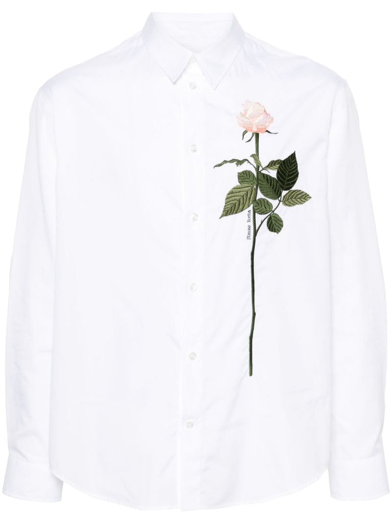 White Rose-embroidered Shirt