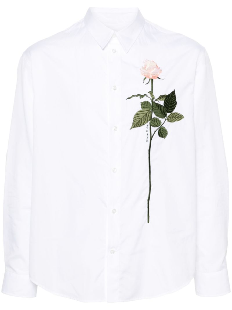 White Rose-embroidered Shirt