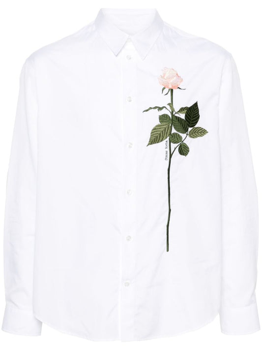White Rose-embroidered Shirt