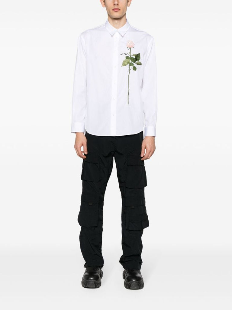 White Rose-embroidered Shirt