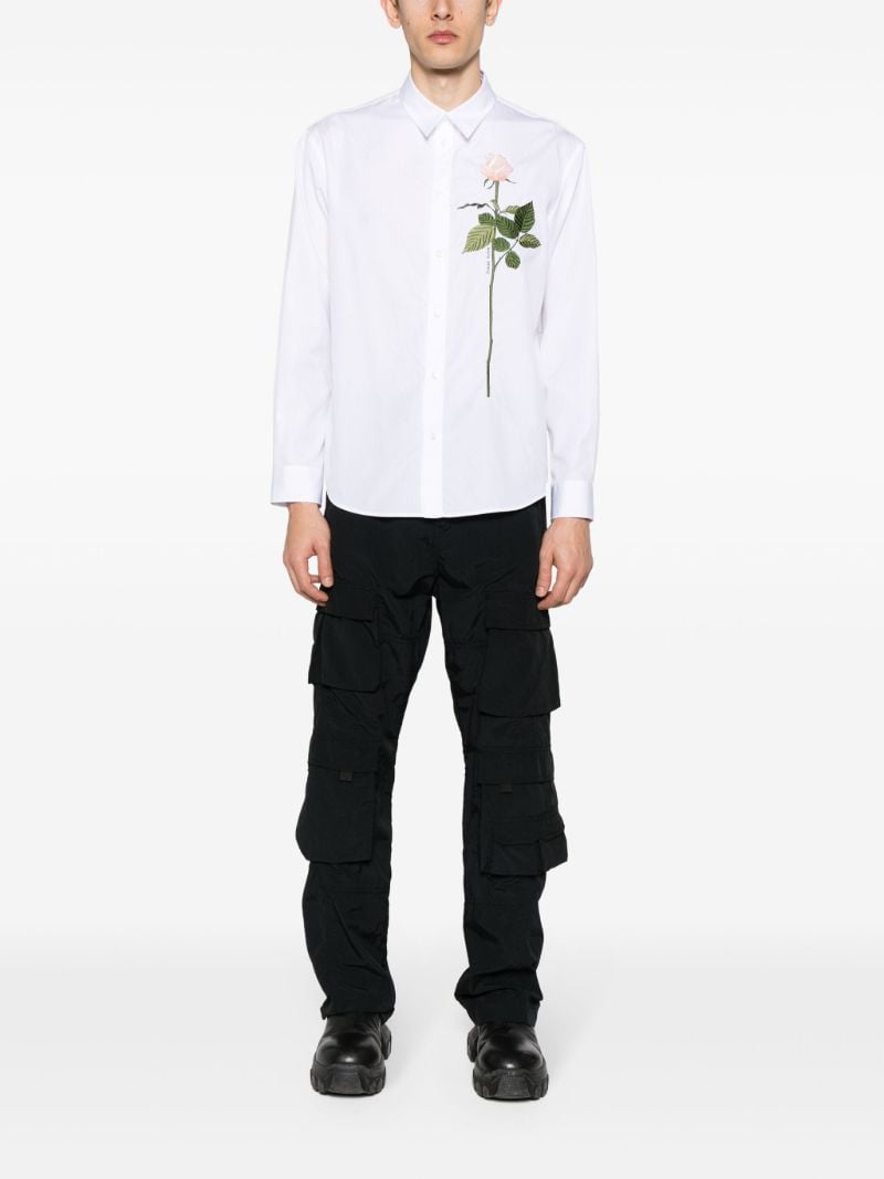 White Rose-embroidered Shirt