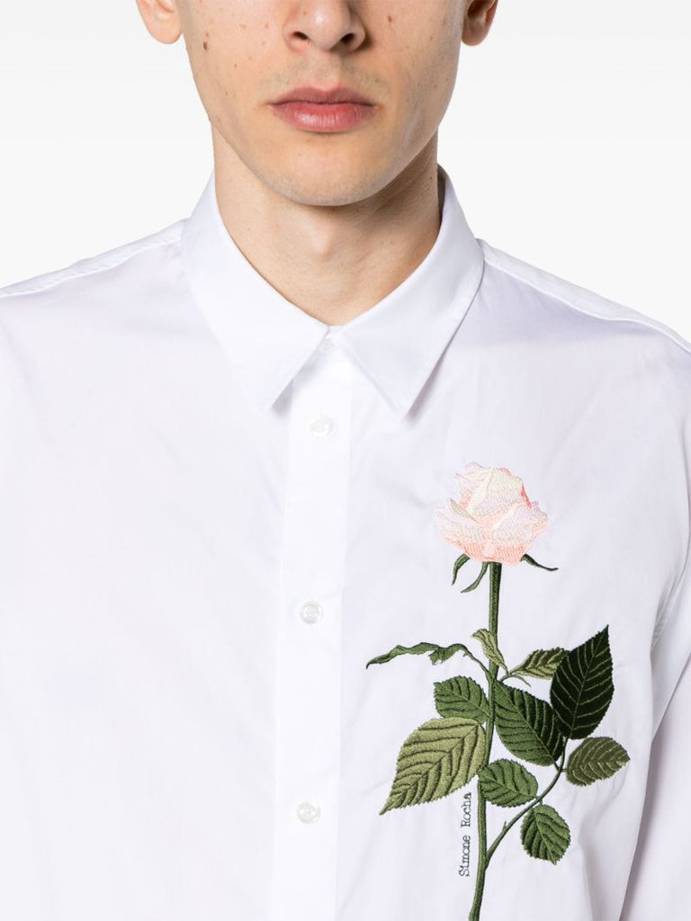 White Rose-embroidered Shirt