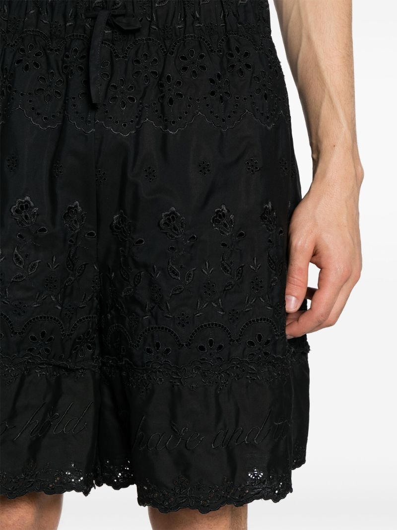 Black Broderie Anglaise Cotton Shorts