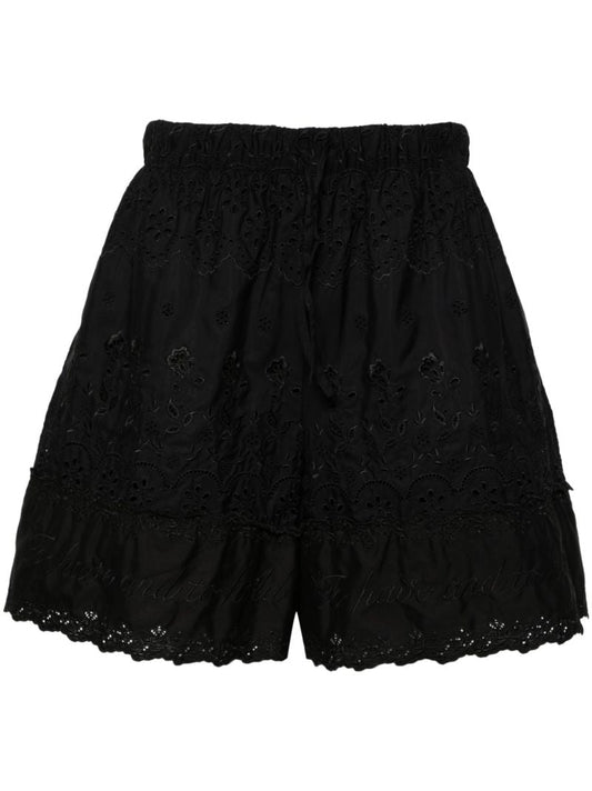 Black Broderie Anglaise Cotton Shorts