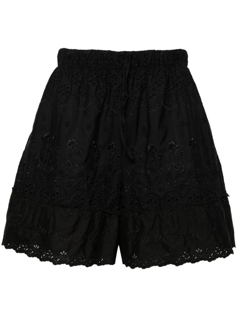 Black Broderie Anglaise Cotton Shorts