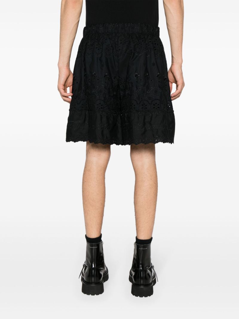 Black Broderie Anglaise Cotton Shorts