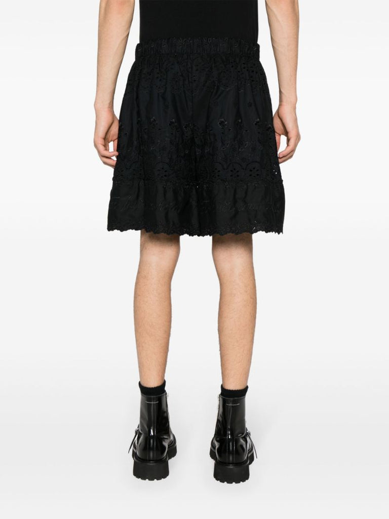 Black Broderie Anglaise Cotton Shorts