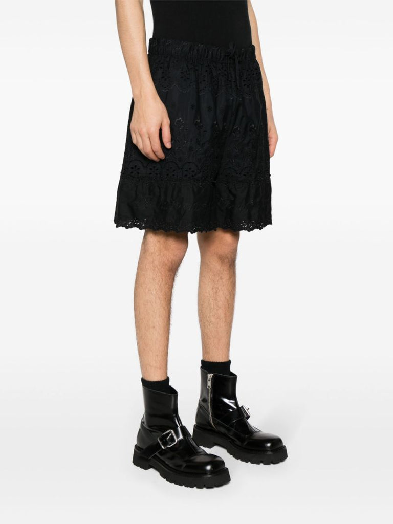 Black Broderie Anglaise Cotton Shorts