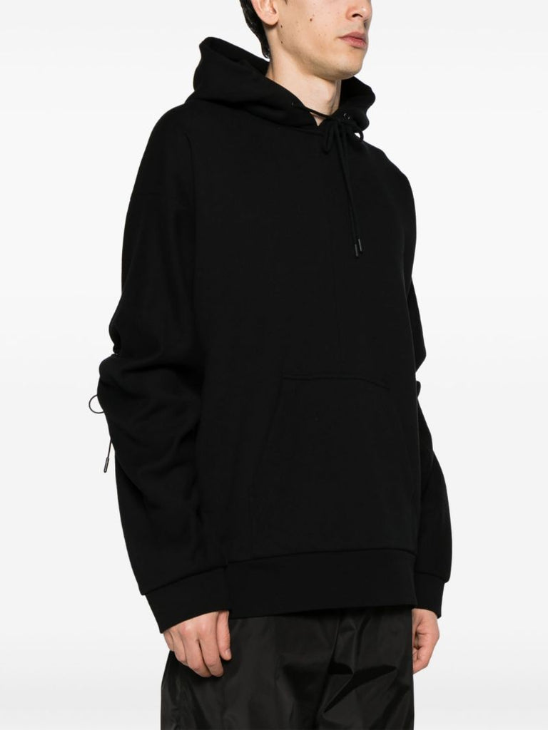 Black Ruched Cotton Hoodie