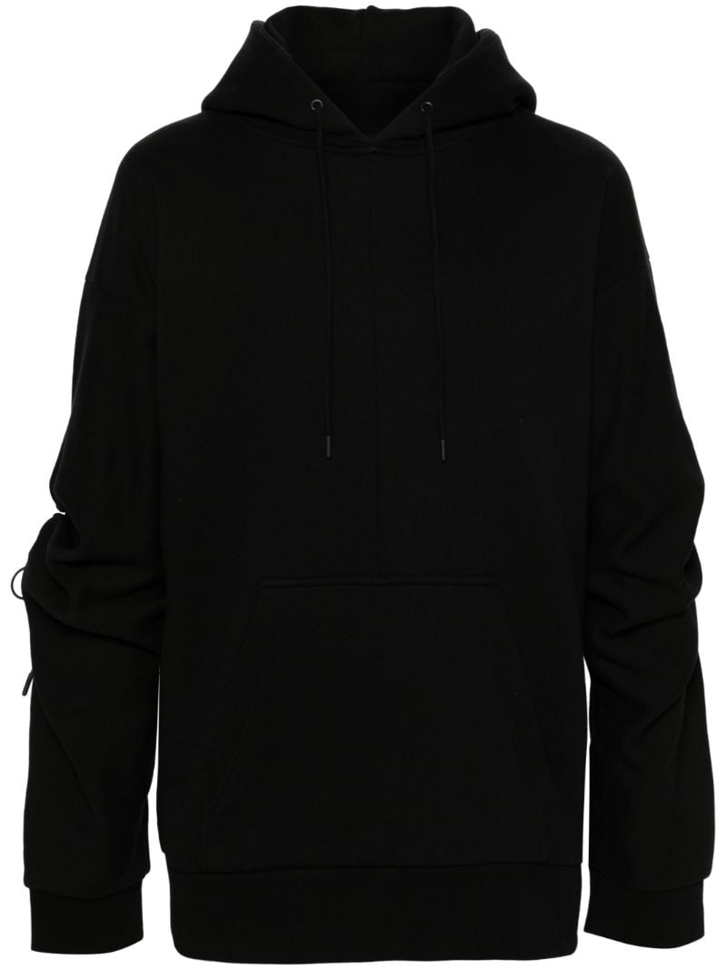 Black Ruched Cotton Hoodie