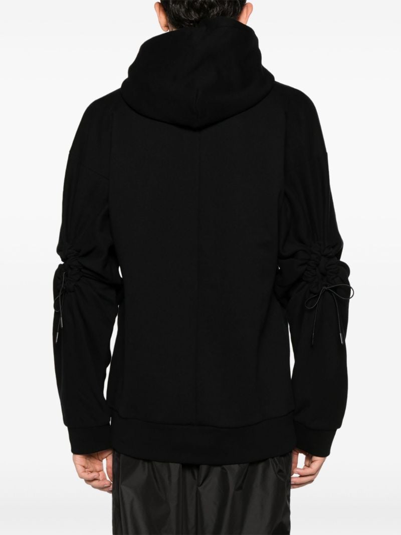 Black Ruched Cotton Hoodie
