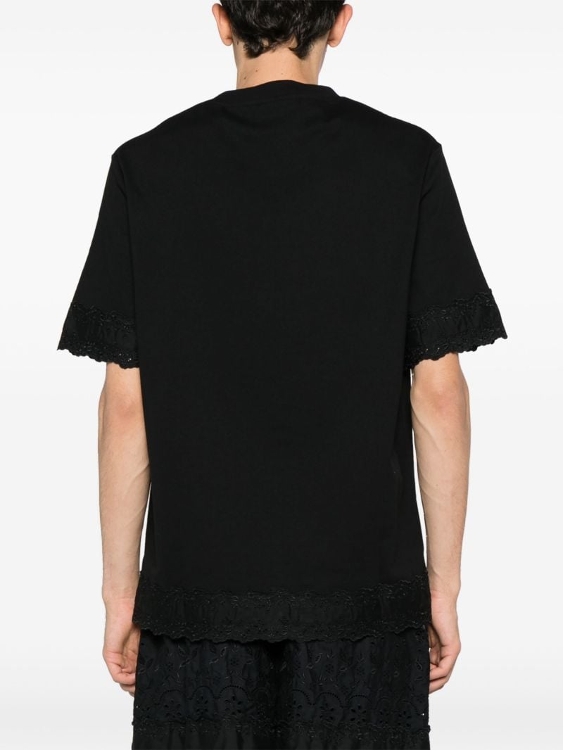 Black Floral Embroidered Cotton T-shirt