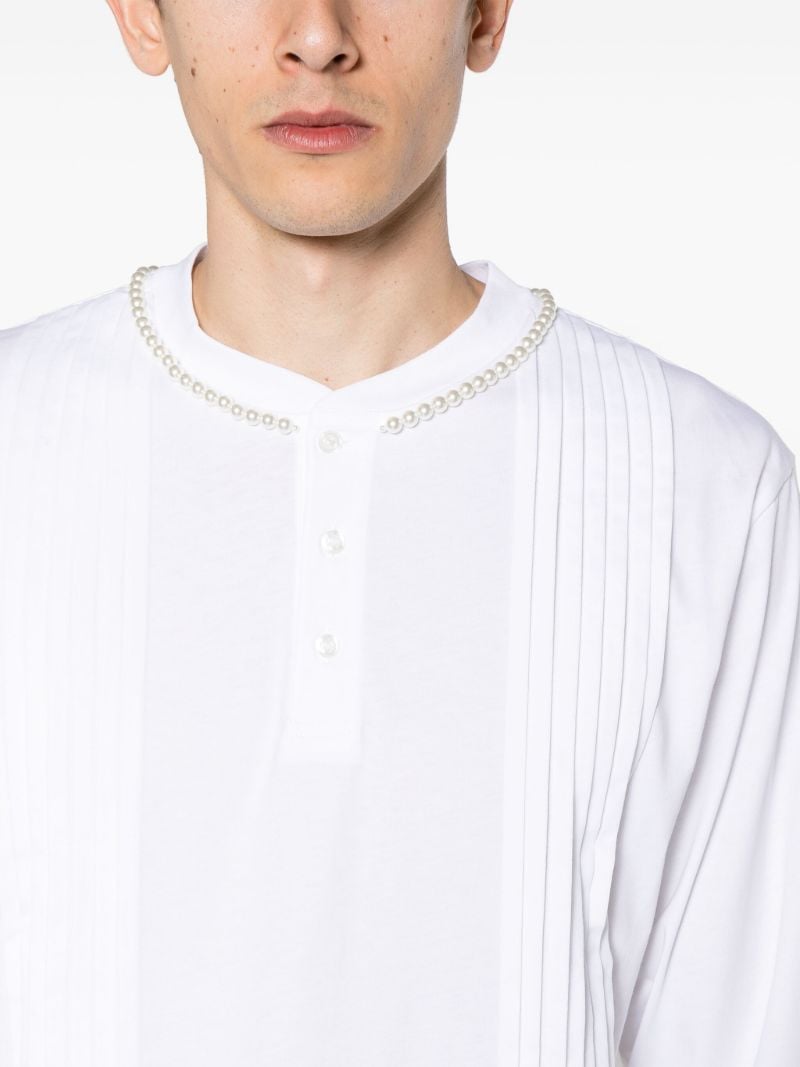White Pleated Cotton Sweatshirt