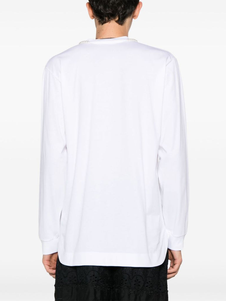 White Pleated Cotton Sweatshirt
