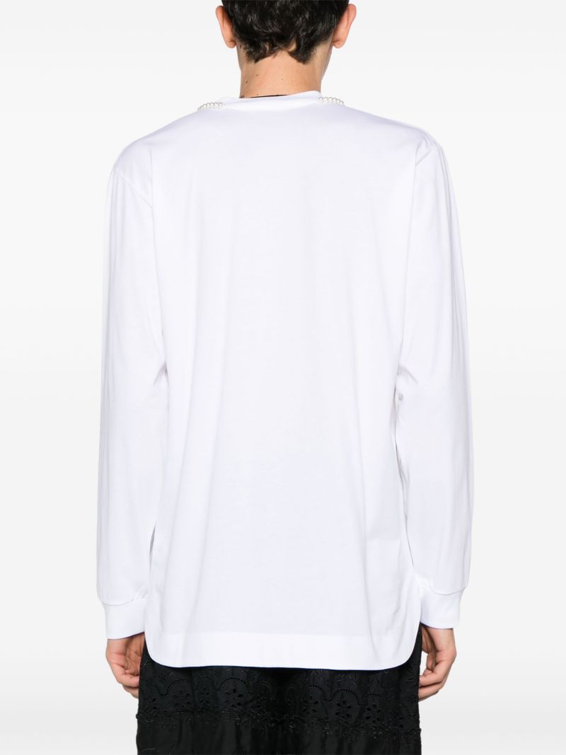 White Pleated Cotton Sweatshirt