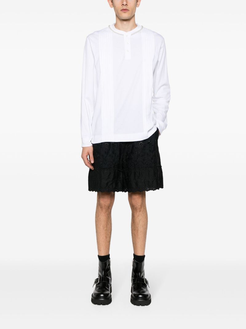 White Pleated Cotton Sweatshirt
