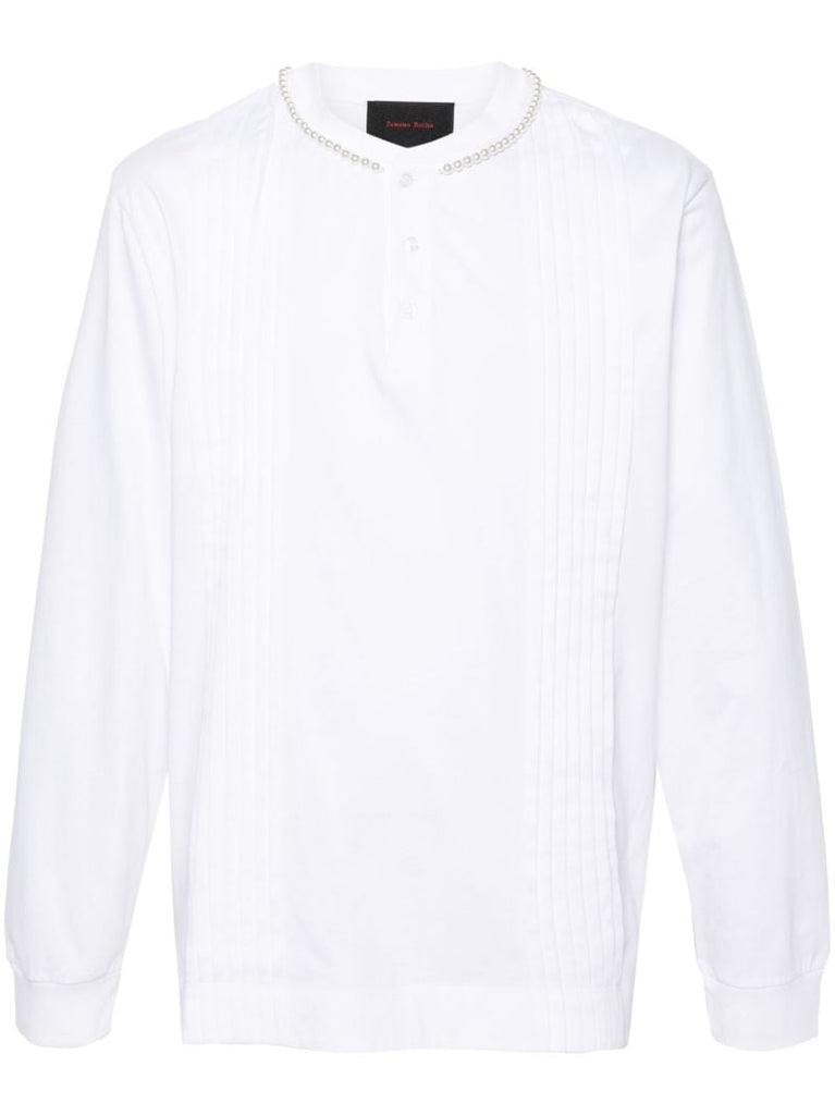 White Pleated Cotton Sweatshirt