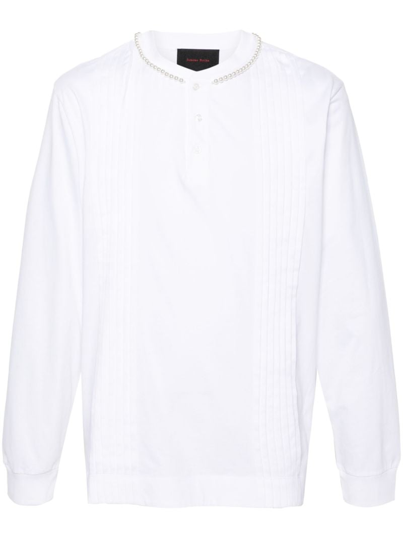 White Pleated Cotton Sweatshirt