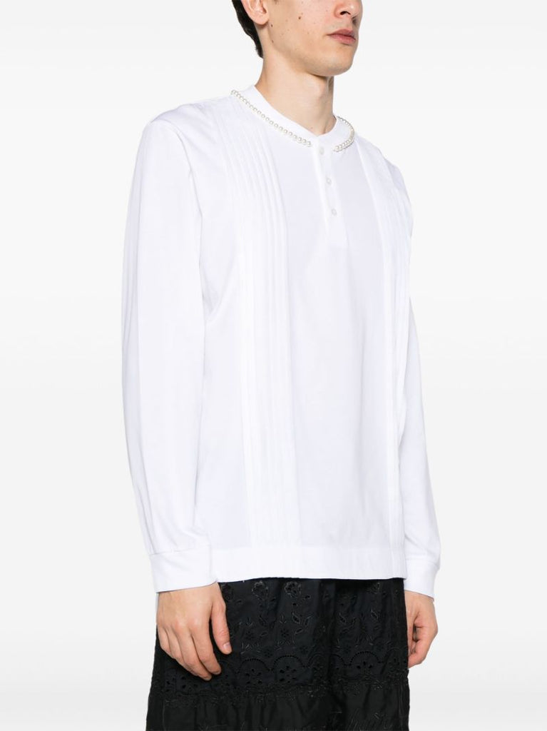White Pleated Cotton Sweatshirt