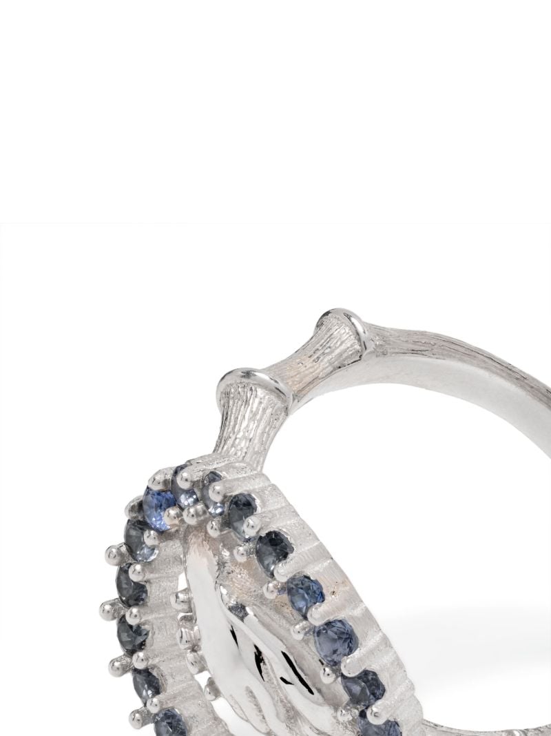 Sterling Silver Hand Shake Sapphire Ring