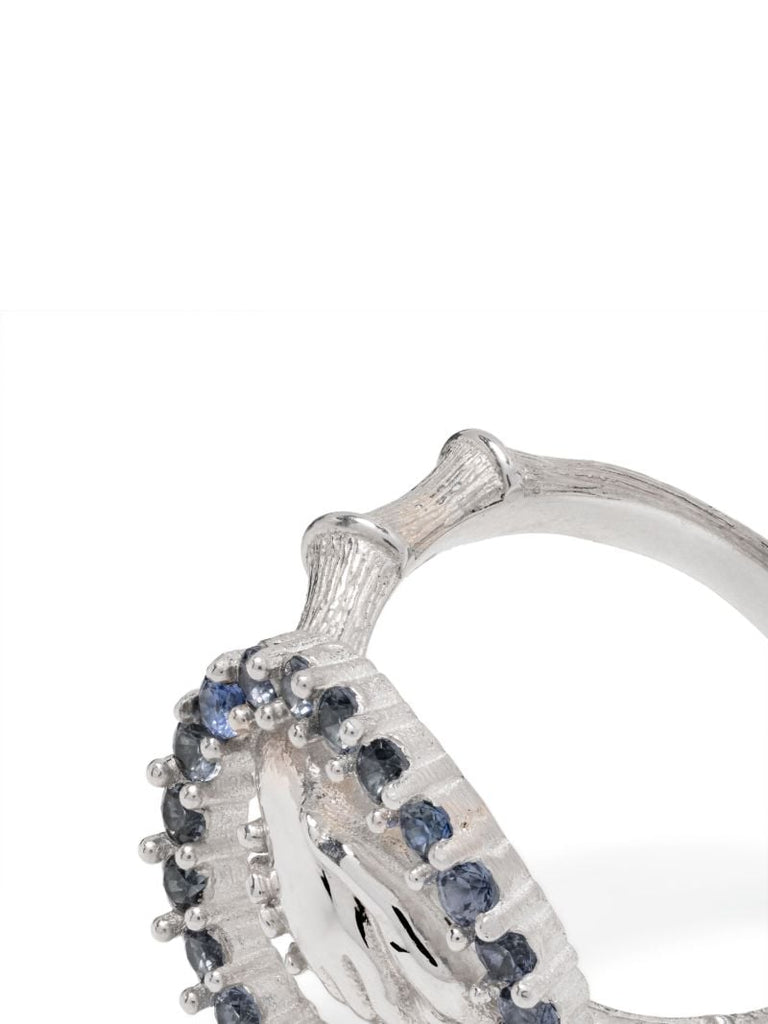 Sterling Silver Hand Shake Sapphire Ring