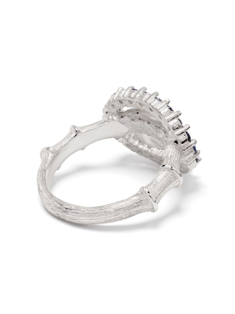 Sterling Silver Hand Shake Sapphire Ring