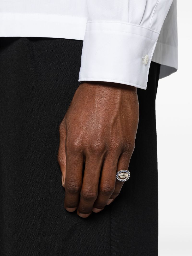 Sterling Silver Hand Shake Sapphire Ring