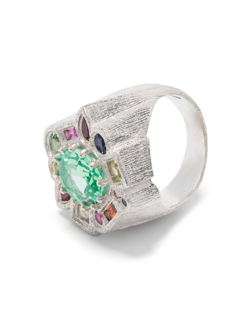 Sterling Silver Cottage Garden Sapphire Ring