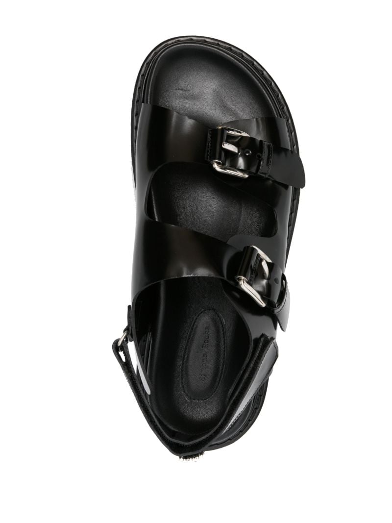 Black Pearl-embellishment Leather Sandals