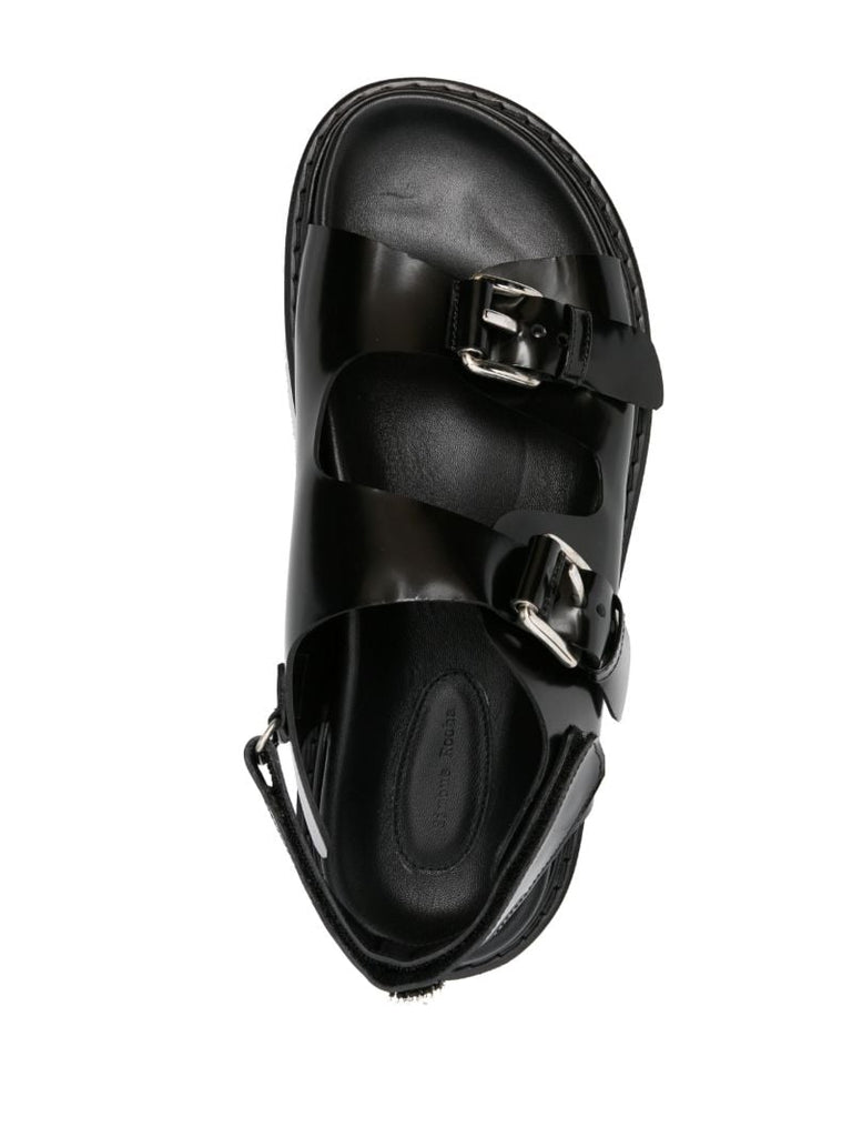 Black Pearl-embellishment Leather Sandals