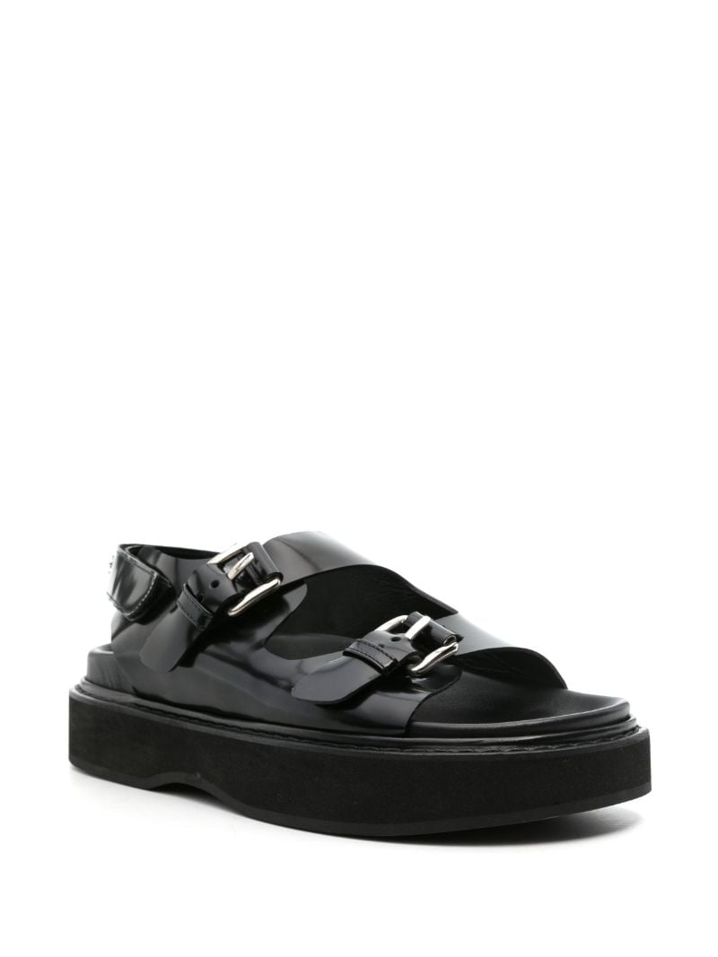 Black Pearl-embellishment Leather Sandals