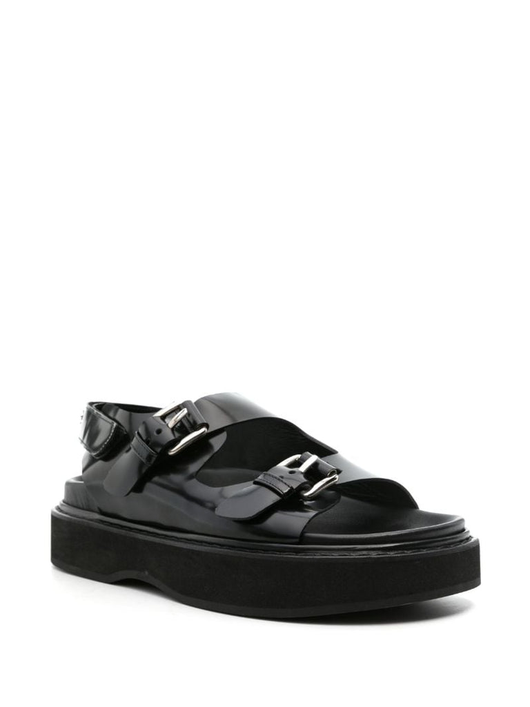 Black Pearl-embellishment Leather Sandals