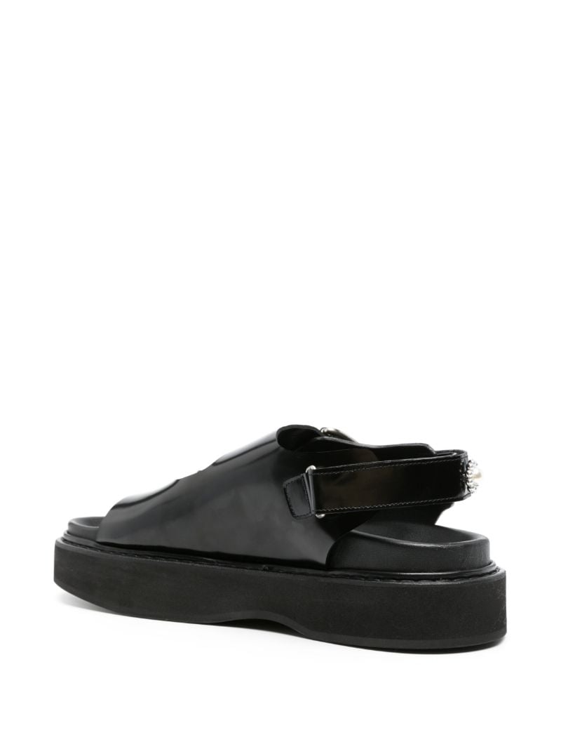 Black Pearl-embellishment Leather Sandals