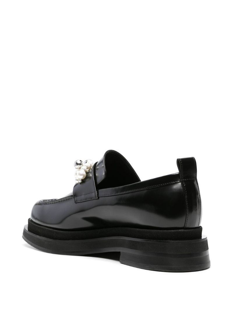 Black 50 Pearl-embellished Leather Loafers