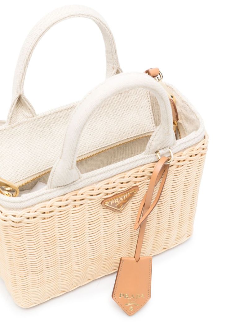 Neutral Enamel Triangle Logo Tote Bag