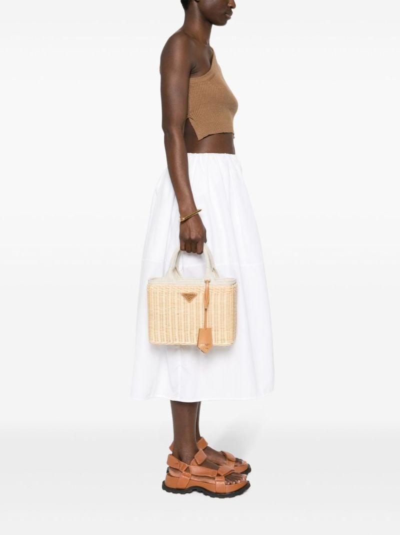 Neutral Enamel Triangle Logo Tote Bag