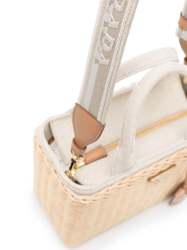 Neutral Enamel Triangle Logo Tote Bag