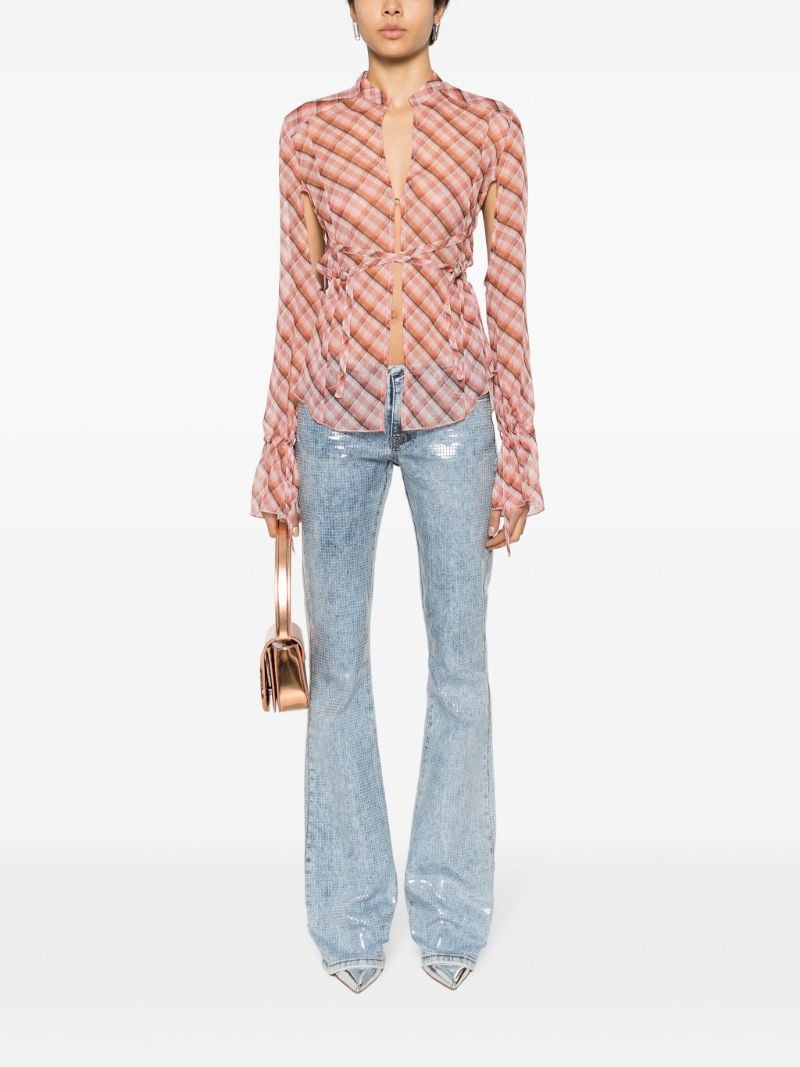 Blue Low Rise Sequin Flared Jeans